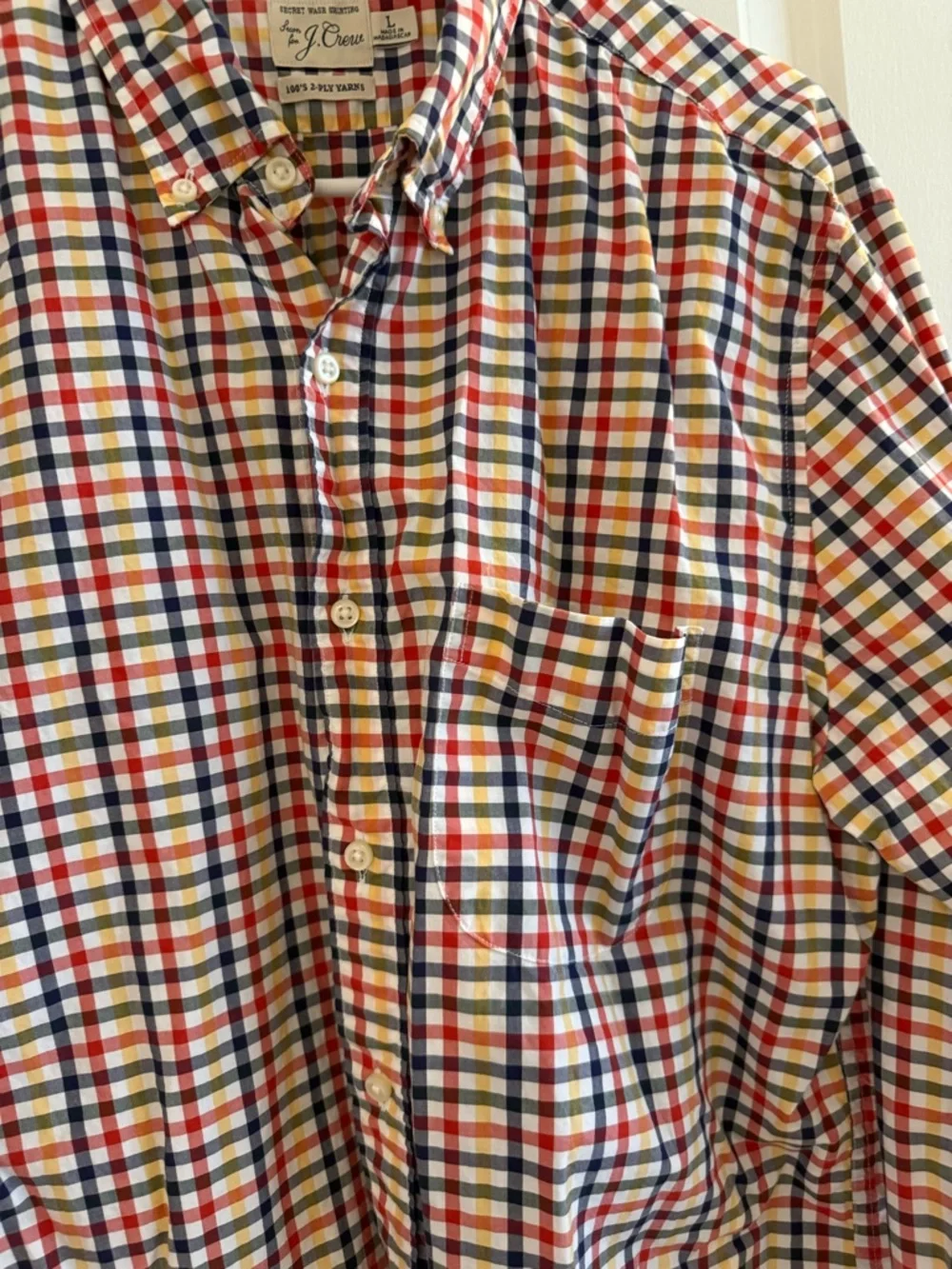 J. Crew Men’s Multicolor Check Button-Down Shirt, Size Large, Slim
